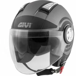 New ⭐ Plastic Givi Air Jet R Round Helmet Titanium Black 😀