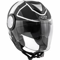Hot Sale ⌛ Plastic Givi 12.4 Future Stripes Helmet Black White 🎉