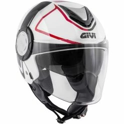 Promo 🥰 Plastic Givi 12.4 Future Stripes Helmet White Red 👍